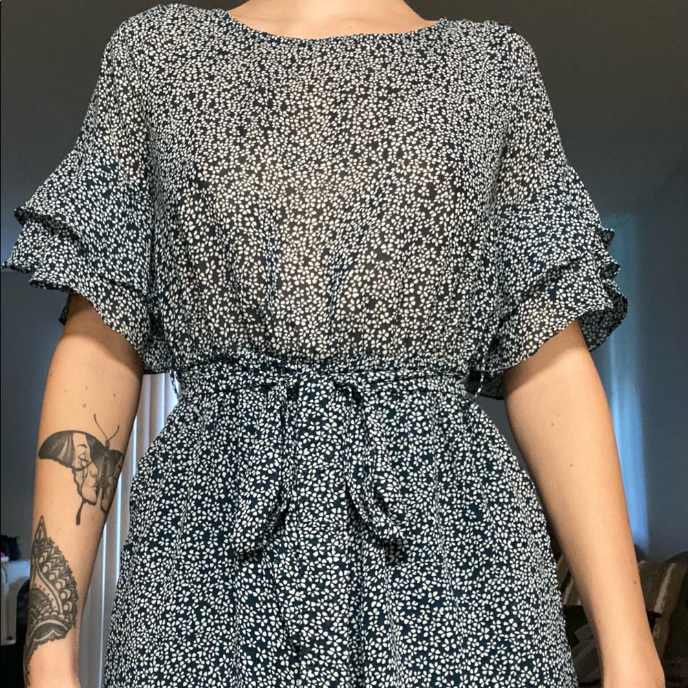 Green floral romper